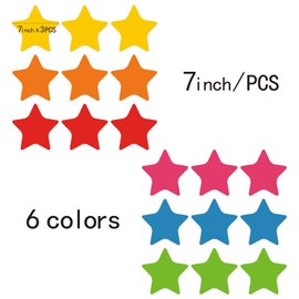 CAOCAOO Table Dots Dry Erase Stars Spots for Classroom Teachers 18 Pack 7" PVC 6 Colorful Stickers Removable Desktop Whiteboard White Board Tabletop