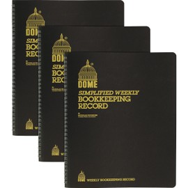 Dome Bookkeeping Record Book, 128 Sheets - Wire Bound - 8 3/4" x 11 1/4" Sheet Size - Brown Cover - Recycled - 3/Bundle (600BD)