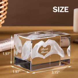 ERWEI Crystal Gifts for Mum Engraved with Best Mum in Cube Glass Figurines for Mother, Mummy, Mom, Birthday Gifts for Mum from Daughter or Son