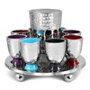 Elegant Display Kiddush Cup Wine Fountain Set - Hammered Metal