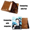 PORT&LOTUS Leather Messenger Bag for Men, Classic Khaki Business Crossbody