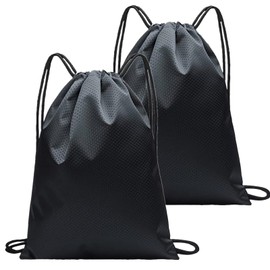 BJAINGEXK 2Pcs drawstring backpack Sports gym backpack Drawstring bag Sports, fitness, travel, swimming, beach drawstring backpack (black)