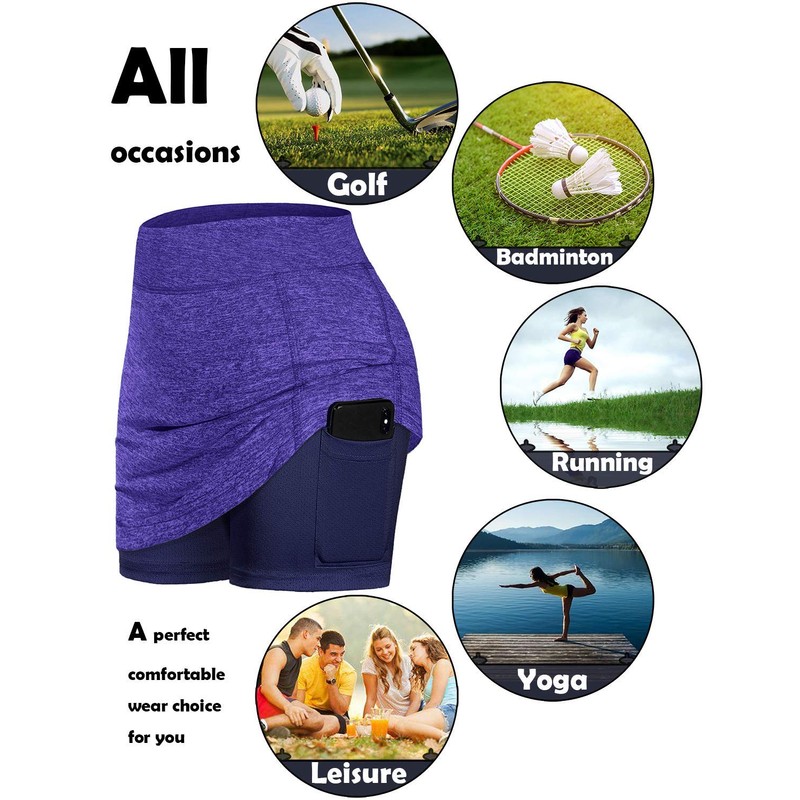 BLEVONH Faldas de Tenis para Mujer, Pantalones Cortos elásticos para