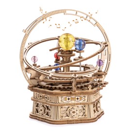 ROKR AMK51 3D Wooden Wooden 3D Musical Box for Children and Adults, 14 Years Old + Illustrated Instructions Included, Stars, Killing Time, Assembly Kit, Steampunk, Elementary School, High School, Girls, Boys