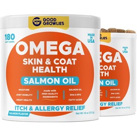 GOODGROWLIES Omega 3 Alaskan Fish Oil Treats for Dogs - Dry&Itchy Skin + Allergy - Shiny Coats - EPA&DHA Fatty Acids - Natural Salmon Oil Chews - (360Ct) BBQ Pork