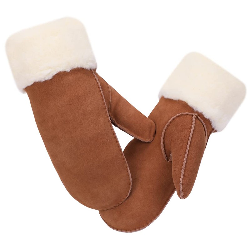 Harssidanzar Mitten Gloves For Mens,Winter Cold Weather Sheepskin Shearling Heated