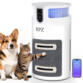 RPZ Smart Pet Air Purifier for Home Large Room, HEPA Air Cleaner for Cat and Dog Homes with WiFi App Control and Washable Filter, for Pet Hair and Dander, PM2.5 Monitor, Auto Mode, Cat Scratcher