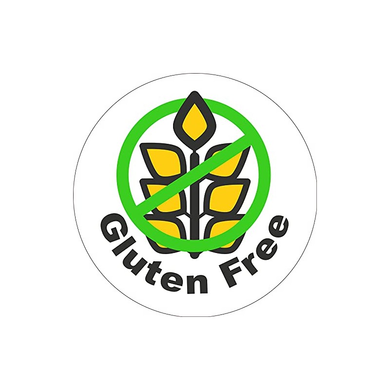 144 Gluten Free Stickers - Green - 30mm Glossy Food