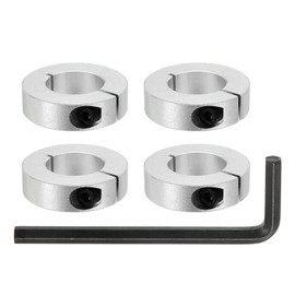 sourcing map Bore 30 mm Single Split Shaft Collar 55 mm OD 15 mm Thickness Aluminum Alloy Locking Collar Clamp Style with Set Screw & Hex Wrench for Machine Tools Industry (Silver, Pack of 4)