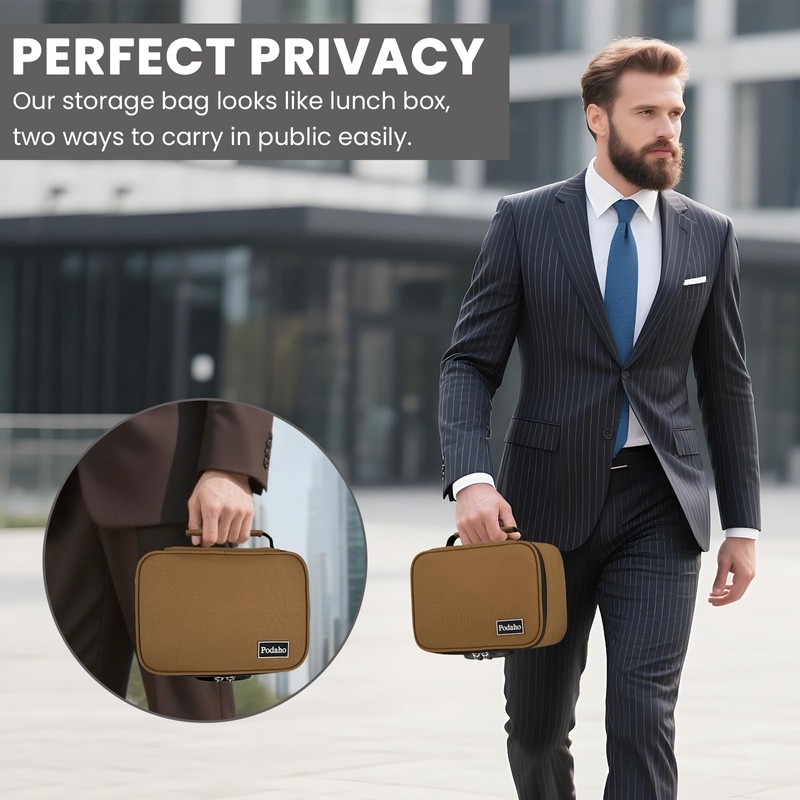 PODAHO Brown Travel Odorless Bag with 10PCS Accessories, Portable Smell