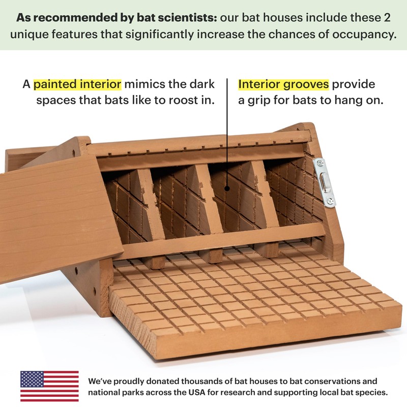 WHITEHORSE Bat House for Outdoors - 4-Chamber Bat Box -