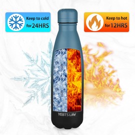 Insulated Water Bottle,2 Pack-17oz Stainless Steel Water Bottles with straw lid,Metal Sports Thermos Water Bottles for Boys,Girls,Double Wall Vacuum BPA-Free Flask for School, Sports(Purple-SeaIndigo