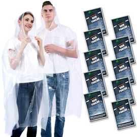 SWOGAA Rain Ponchos 6 Pieces Children / 6 and 10 Pieces Women Men / Family Pack (6 Pieces Total) - 50% Extra Thick Transparent, Adult 10 Pieces