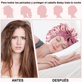 2 Estilos Gorro de Seda para Dormir, Gorro de Satin con Banda Elástica,Capos de Seda Satinada para Dormir Reutilizable y Cómodo, Ajustable para Bañarse, Dormir & Cocinando