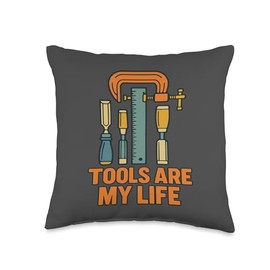 Tools are My Life Woodworker Carpenter DIY Builder Pride Throw Pillow