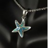 1010 341 REAL STERLING SILVER STARFISH PENDANT WITH BLUE OPAL