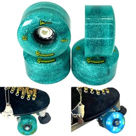 Luminous Wheels LED Quad Wheels Jade Glitter 62mm 4pack Green
