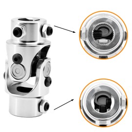 ALEJEKNA 3/4-36 Spline X 3/4" DD Steering Universal Joint U Joint Shaft (Single/Chrome)