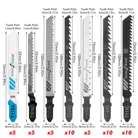 Bestgle 50Pcs Jigsaw Blade Set, T Shank Fast Cut Jigsaw Assorted Blades for Wood Plastic and Metal Cutting Tool