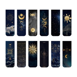 PQCLXUYA 12 Pcs Space Moon Magnetic Bookmarks,Magnet Page Markers for Book Lovers, Kids Teens Students Teachers Reading School Library Office Accessories 12 Styles (Space Moon)