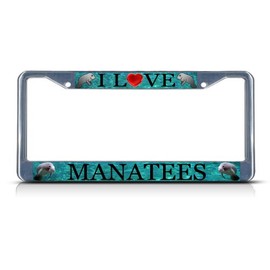 Fastasticdeals I Love Manatees License Plate Frame Tag Holder Cover