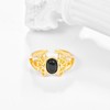 KINGWHYTE Black Onyx Ring 925 Sterling Silver Gold Signet Rings