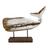 Veclotch Rustic Distressed Wood & Metal Whale Figurine, Nautical Hand