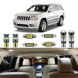 AUTOGINE 12 Piece LED Interior Lights Kit for Jeep Grand Cherokee 2005 2006 2007 2008 2009 2010 Super Bright 6000K White Interior LED Light Bulbs Package + Install Tool