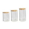 yiwilebi Glass Food Storage Jars with Bamboo Lids, Clear Square