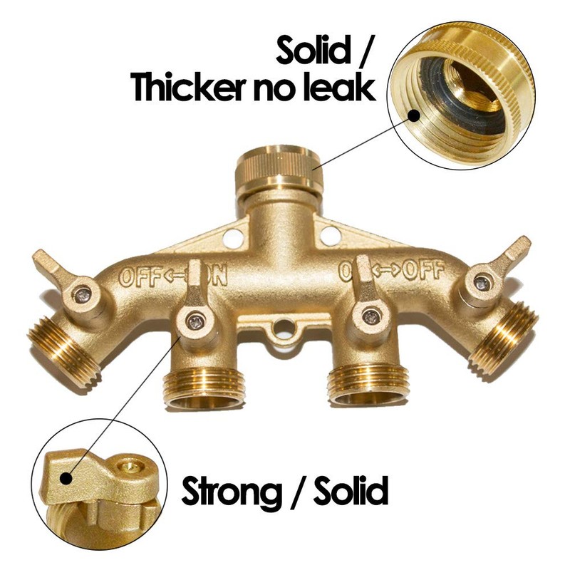 HQMPC 4 Way Hose Splitter 3/4" GHT Garden Hose Splitter