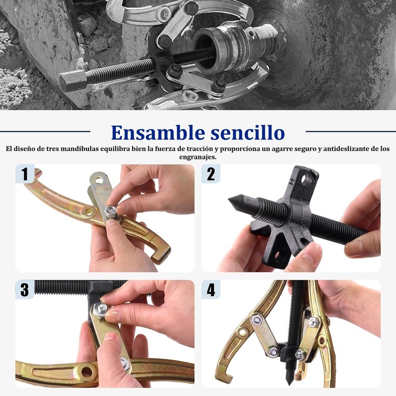 Vmingo Extractor de Rodamiento Engranes Polea Cojinete Multiuso 3 Mordaza