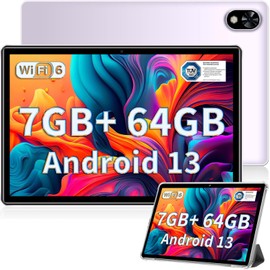 DOOGEE U9 2024 Newest Android 13 10" Tablet 7GB RAM+64GB ROM 1TB TF, Bluetooth 5.0 WIFI 6 Tablet, 10W Fast Charging Android Tablet, OTG, Type C, 3.5mm Heakphone Jack, 2 Years Warranty, Lavender Purple