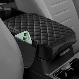JOYTUTUS Center Console Cover with Pocket Compatible with 2016-2023 Tacoma Armrest, PU Leather Arm Rest Cover, Middle Console Protector