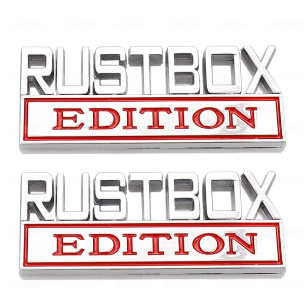 2 Pcs RUSTBOX Edition Emblem Car Side Rear Front Hood