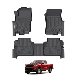 ANBINGO®-Floor Mats Fit for Nissan Frontier 2022-2025 Crew Cab w/ 2nd Row Under-Seat Storage (Not for 2nd with Under Seat Speaker) TPE All Weather 1st and 2nd Row Set Accessories Black