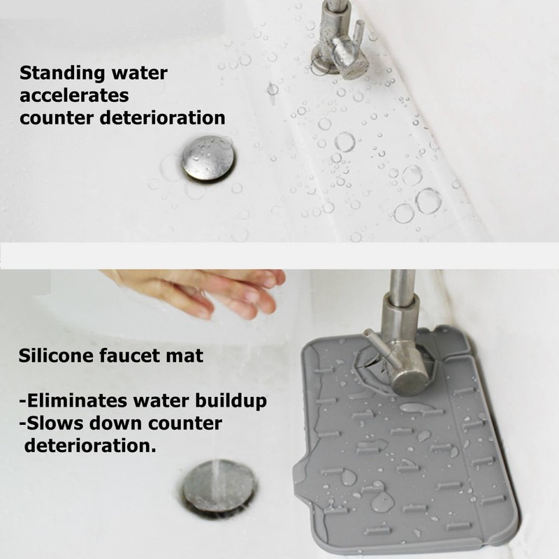 Kitchen Sink Splash Guard, 8.27in Faucet Guard & Draining Mat