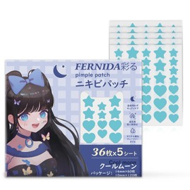 FERNIDA Spot Patches, Large Amount of Rough Skin Care, 6 Colors, 300 Pcs, Pimple Patch, Skin Care Part Pack, Cute, Conceals Face Stains, Makeup Tool, Large Capacity, Tea Tree, Star Shaped (Light Blue & "180 Pcs")