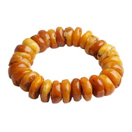 Wixine 1Pcs The Baltic Old Beeswax Bracelet Beads Bracelets Amber Bracelet with The Shape of Men and Women (Color: Yellow)