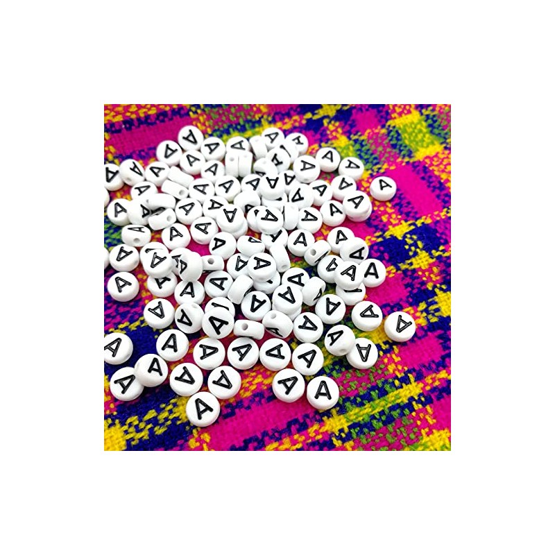 Amaney Vowel Letter Beads A 100pcs 7√ó4mm White Round Acrylic