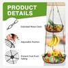 HULISEN 3 Tier Hanging Fruit Basket with Banana Hook, 36-Inch