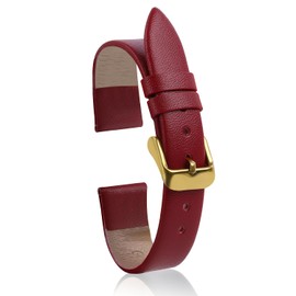 YIEMI Leather Watch Strap，14mm Width Watch Band Elegant Leather Watch Strap for Men and Women（Red）