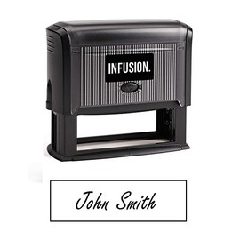 Infusion Self Inking Custom Signature Stamp - Large (1" x 3.25"), Black