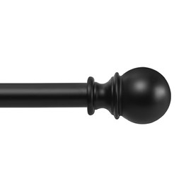 YAJUXIU 1 Inch Black Curtain Rods for Windows 120 to 240 Inch - Adjustable Drapery Rods with Exquisite Finial for Living Room, Bedroom, Kitchen, Outdoor Patio (Black,32-240")