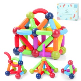 BEBOAN 68pcs Magnetic Sticks Age 3+ and Balls Building Blocks Stem Toy for Kids Toddlers Ages 3+ Boys & Girls, Learning Educational Magnet Preschool Toys Gift Set
