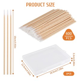 Pack of 600 Wooden Pointed Cotton Buds, Cleaning Sticks, Microbrush Sticks, Cotton Buds, Tip for Tattoo, Eyebrows, Beauty, Lipstick, Eyelashes, Make-Up, Nail Accessories