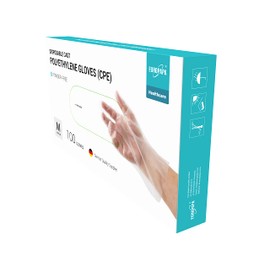EUROPAPA® 100, 200, 300, 450 Value Pack CPE Transparent Disposable Gloves in Box Latex Free Rubber Gloves Powder-Free Gloves in Sizes S, M, L, XL (100, S)
