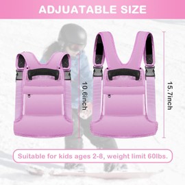 HipierFx Ski and Snowboard Harness Trainer Backpack for Kids Beginners Speed Control Ski Straps (Pink Lightweight)