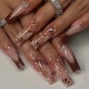 BABALAL Press on Nails Long Square Fake Nails Brown Fall