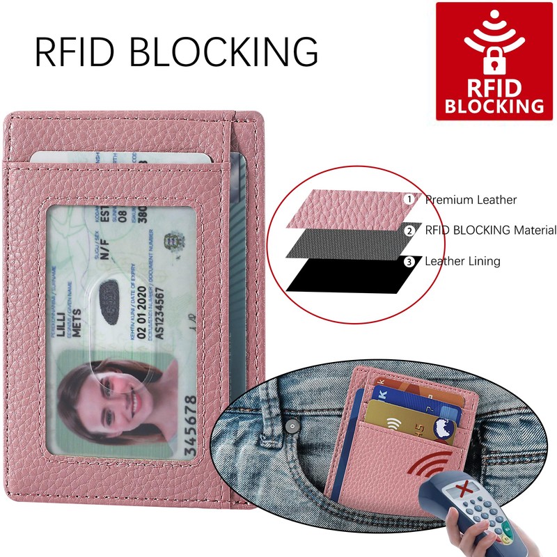 Travelambo Slim Wallet Front Pocket Minimalist Leather RFID Blocking Medium