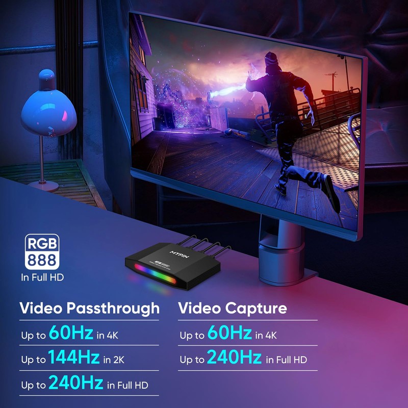 4K 60fps HDMI Video Game Capture and Passthrough Support HDR